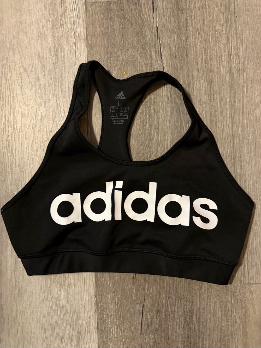 adidas Black Sports Bra with White Logo